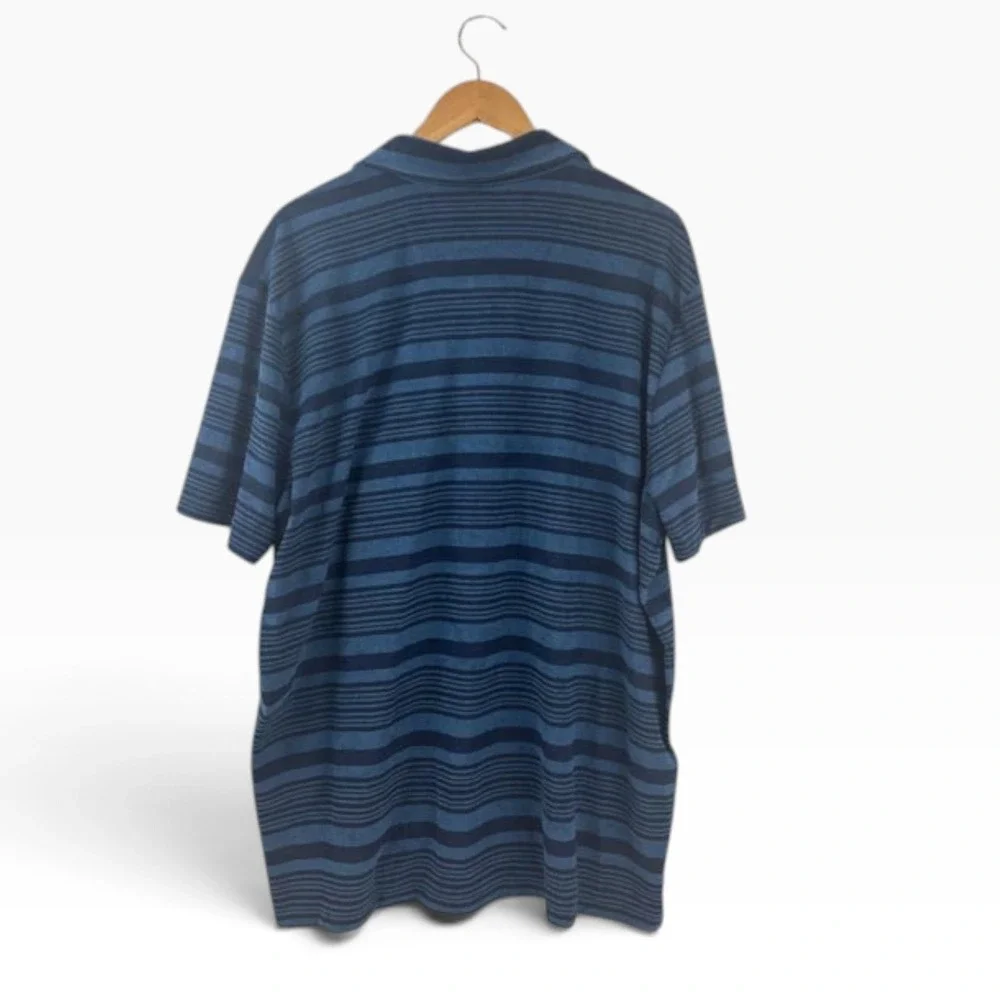 Tommy Bahama Relax Mens XXL Blue Striped Short Sleeve Pima Cotton Blend Polo